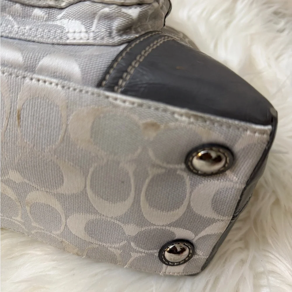 Coach Gray and Cream Shoulder Bag#F13977